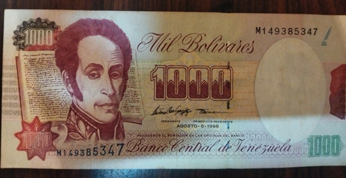 Billete Venezolano Antiguo Mil Bolívares 1998 