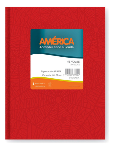 Cuaderno America Tapa Dura Forrado 16x21 Cm 82 Hojas X1