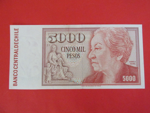 Billete Chile 5.000 Pesos Bianchi-tassara Interino Año 1991