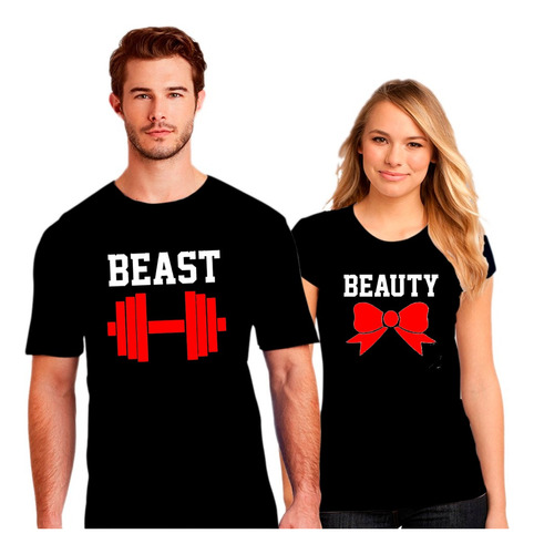 Par De Poleras Pololos/novios/enamorados Beauty & Beast 