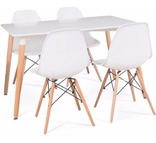 Juego Comedor Eames - Mesa Rectangular Y 4 Sillas - Colores