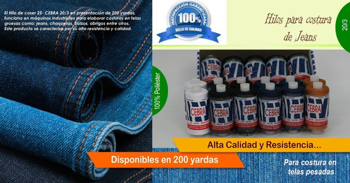 Hilo Cebra 20/3 Para Maquina Industrial 200yds, (pack 20und)