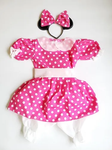 Disfraz Minnie Mouse Rosa Niñas Con Vincha, Bombachón Y Lazo - $ 13.200