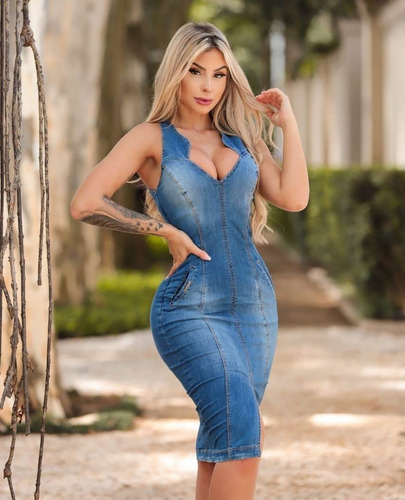 Imagem 2 de 6 de Vestido Jeans Mide Cleo 400785