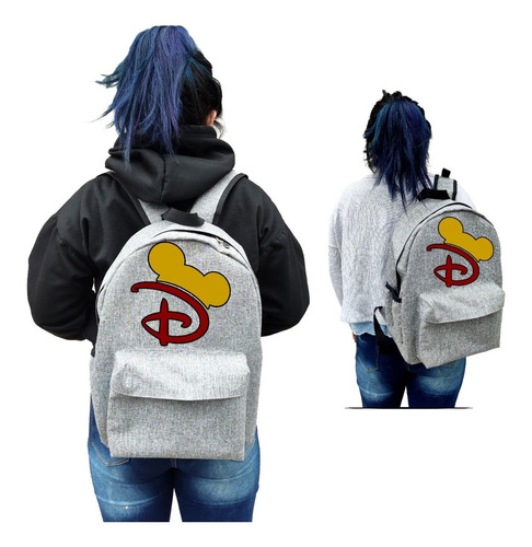 Mochila Gris Basic Mickey Mouse Nueva Barata Accesorios 4