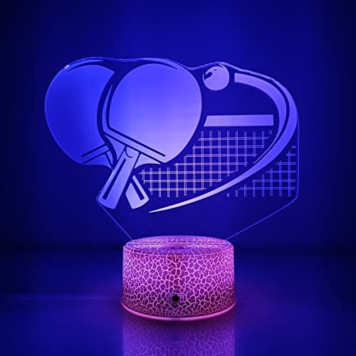 Ilusión Óptica 3d, Luz Nocturna De Paleta De Ping Pong Con C