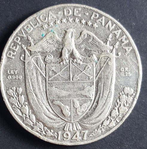 Panama 1/4 De Balboa De 1947 De Plata