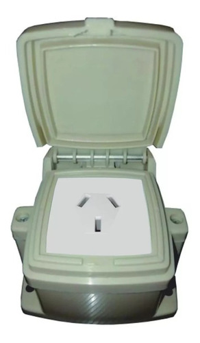 Caja Capsulada Exterior Toma 10 Amp Con Tapa Beige