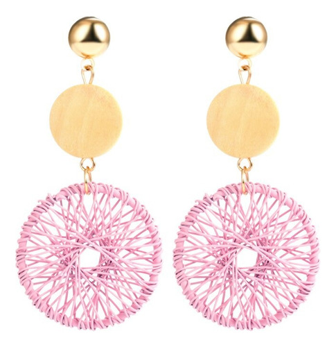 Pendientes Colgantes Aretes Circulares Tejidos De Moda Mujer