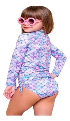 Roupa Infantil Criança Menina Piscina Férias Sereia Lilás Uv