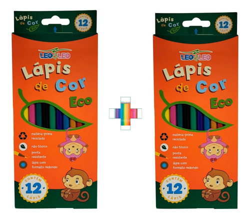 Comprar Kit 2 Caixas Lápis De Cor 12 Cores Grande Leo Eco