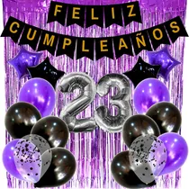Comprar Combo Globos Cumpleaños Perlados Cristal Confeti Violeta Neg