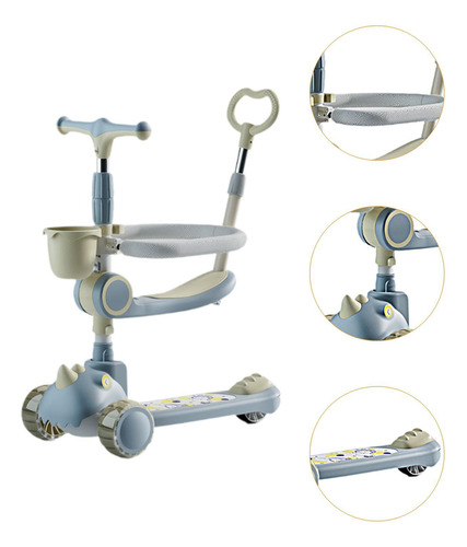 Patinete De 3 Ruedas, Patinete Para Niños, Juguete Azul