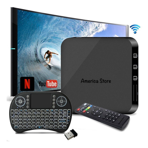 Super Combo Tv Box 4k + Control + Teclado Touch + Envio Blac