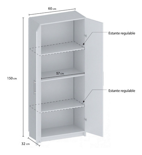 Imagen 3 de 5 de Despensero 2 Puertas Línea Clásica Dis2