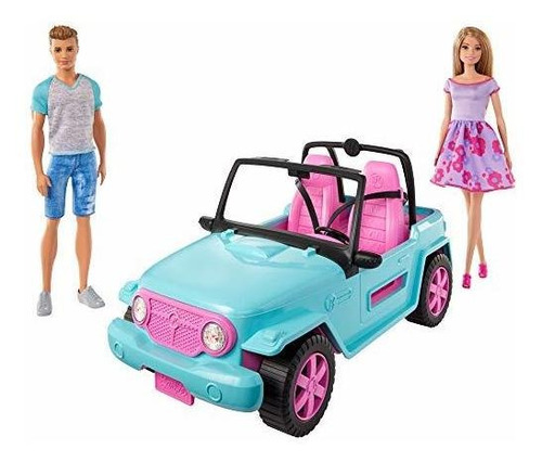 Juego De Barbie Con Vehiculo Todoterreno Y Muñeca Y Ken Co