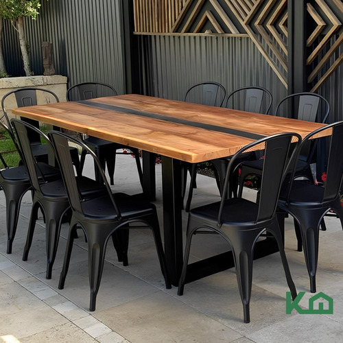 Silla Tolix Set De 2 Piezas Acero Galvanizado Comedor Restaurante Exterior Color Negro Kingshouse