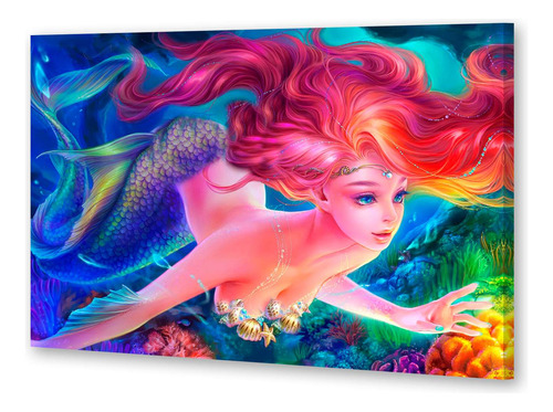 Cuadro 60x90cm Sirena Colores Belleza Dulce Majestuosa