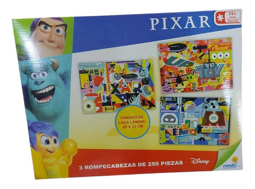 Set 3 Puzzle 250 Piezas Personajes Pixar +14 Años