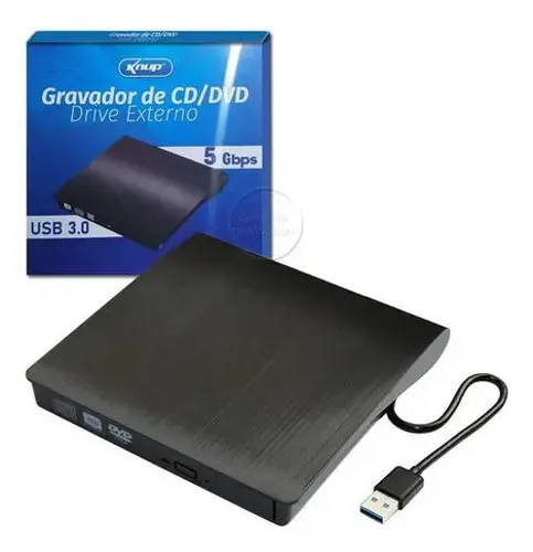 Gravador Leitor DVD Externo USB 3.0 Knup Kp-le300 para PC e Noteb...