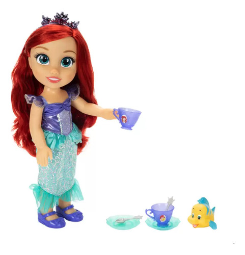 Muñeca Sirenita Princesa Ariel Sirena Y Pez Flounder Disney