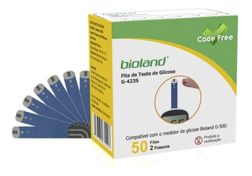 Fita Para Teste De Glicose Code Free G-423s Bioland C/50 Un Cor fita glicose