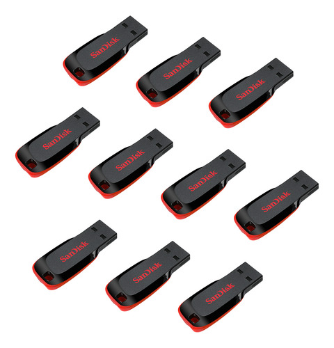 Memoria Usb 2.0 Sandisk Z50 Cruzer Blade 32gb 10 Piezas Color Negro Liso