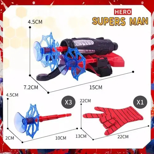 Brinquedo Luva Do Homem Aranha Infantil Lançador De Teia E Dardos Luva Lança Teia Fantasia Crianças Meninos Meninas Brinquedo Divertido Presente Original - Petite Flo · foto 3