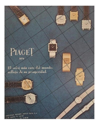 Cartel Publicitario Retro. Relojes Piaget 1966 /6