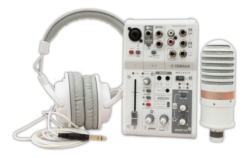 Paquete Streaming Podcast Micro Audífono Mezcladora Yamaha
