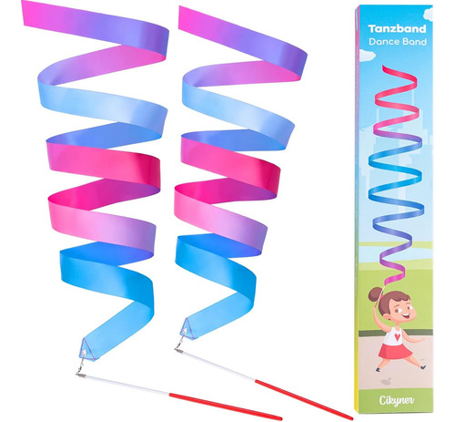 Gymnastics Ribbon, 2 Pack Colorful Gymnastics Band With Stic