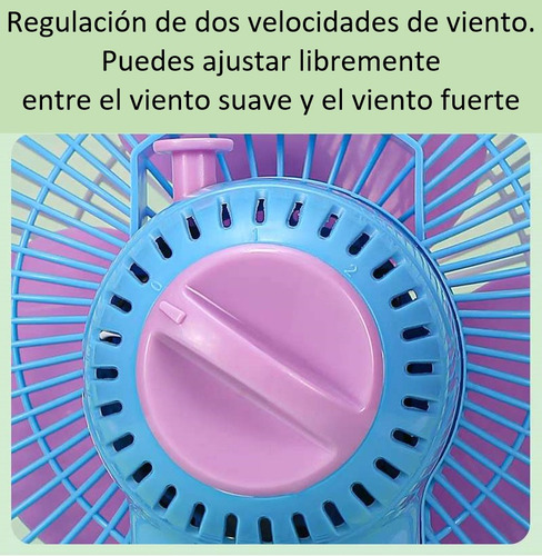Ventilador De Mesa Y Escritorio Para Hogar Oficina, Animado 23 Cm 50hz Gato Azul Oscilante Rosa Plástico 3