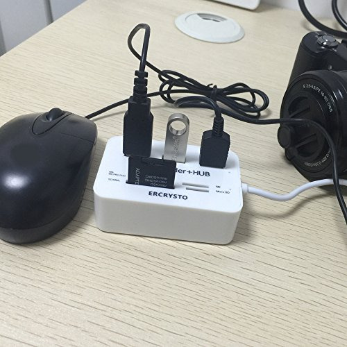 Lector De Tarjetas Ercrysto Y Hub Usb De 3 Puertos, Externo