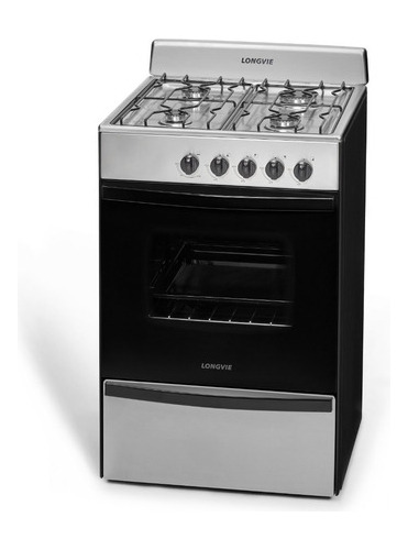 Imagen 3 de 11 de Cocina A Gas Longvie 12231x 56cm Inox Cajón Parrilla