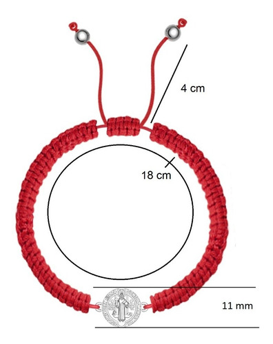 Imagen 3 de 9 de Pulsera Hilo Roja San Benito De Plata .925 Agálea