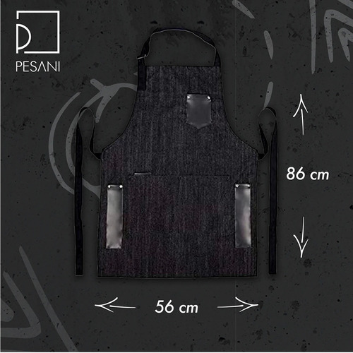 Imagen 5 de 5 de Mandil Delantal Bartenders Mezclilla Unisex Pesani Chef