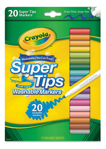 Crayola Marcadores Colores Lavables Super Tips 20 Unidades