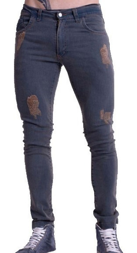 Imagen 1 de 2 de Pantalon Jean Hombre Elastizado Semichupin Rotura Colores