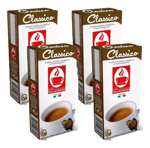 Cafe 10 Capsulas Clasico Nespresso Compatible Cafe Bonini X4