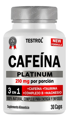 Cafeina Platinum Testrol 30 Capsulas Sabor Sin sabor