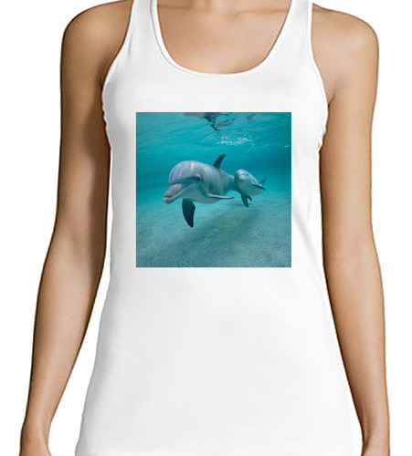 Musculosa Mujer Delfines Hijo Madre Nadando Juntos