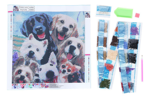 Pintura De Diamantes 5d Set Diy Happy Dog Bordado Cruz