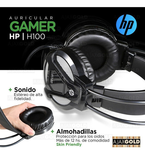 Imagen 7 de 9 de Auricular Gamer Hp H100 Pc Notebook Microfono X2 Jack Indep.