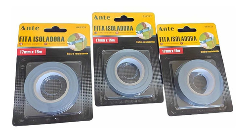 Cinta Aislante Gris Huincha Aisladora 17mmx15m Pack 3 Fuerte