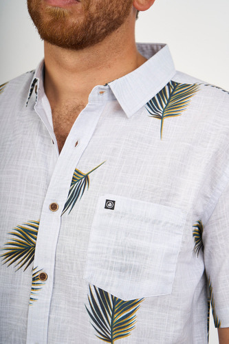 Camisa Para Hombre Dunkelvolk Hawaiian Tropical Wht
