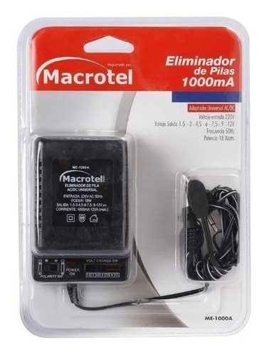 Trasformador Eliminador De Pilas 1000ma Universal 12v Ac/dc