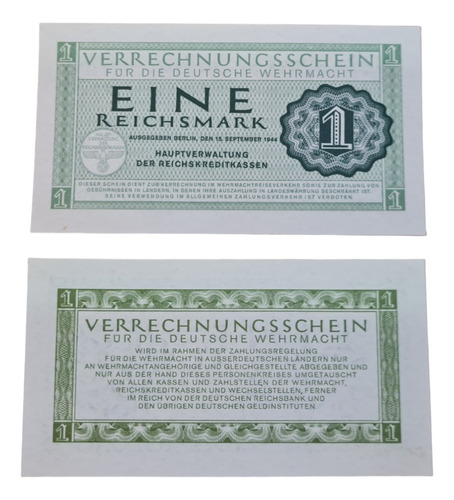 Billetes Mundiales : Alemania Nazi  1 Marco Del Reich  1944