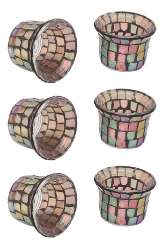 Portavelas De Vidrio, 6 Piezas, Candelabro Sólido En Mosaico