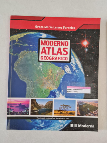 Livro, Moderno Atlas Geográfico, Graça Maria Lemos Ferreira,