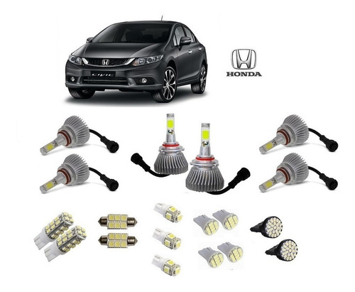 Kit 19 Lampadas Super Led Farol+milha+smd New Civic 2015...